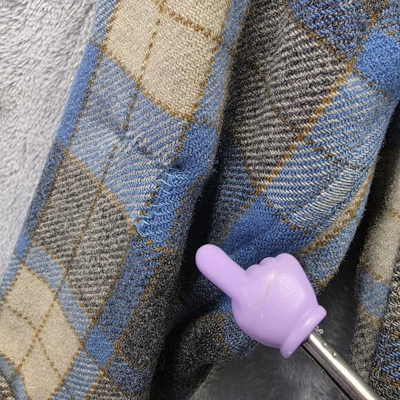 Vintage Chippewa Woolen Mills Jacket Mens Large Blue Gray Wool Plaid Shacket - Picture 6 of 11